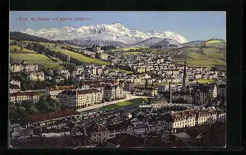 AK St. Gallen, Teilansicht der Stadt mit Säntis