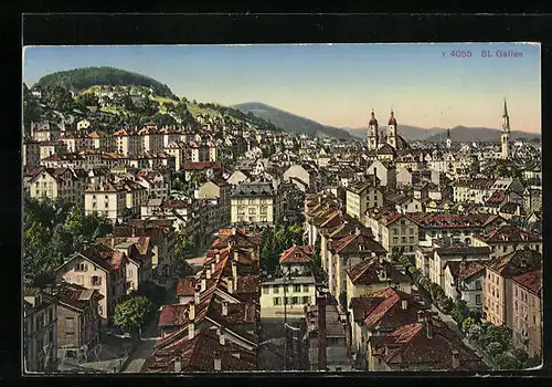 AK St. Gallen, Ortsansicht aus der Vogelschau