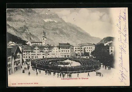 AK Glarus, Landsgemeinde aus der Vogelschau