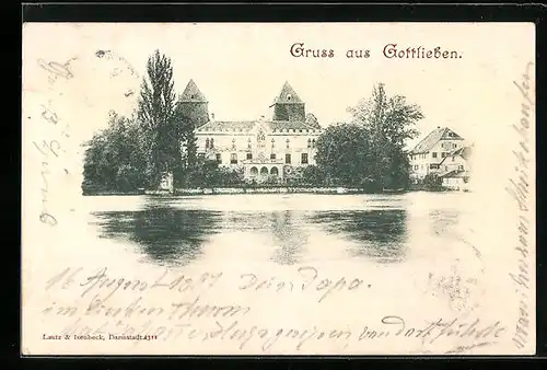 AK Gottlieben, Blick übers Wasser auf ein prächtiges Gebäude