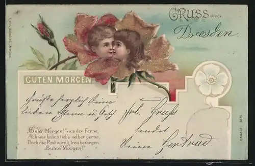 Lithographie Guten Morgen, Blütenkinder, Metamorphose