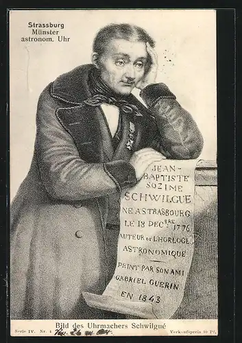 AK Strassburg, Bild des Uhrmachers Schwilgue der astronomischen Uhr am Münster