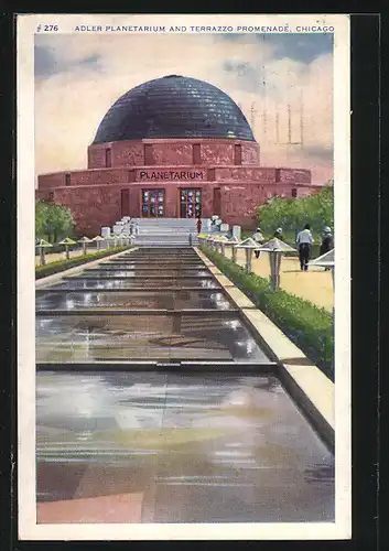 AK Chicago, International Exposition 1934, Terrazo Promenade and Adler Planetarium