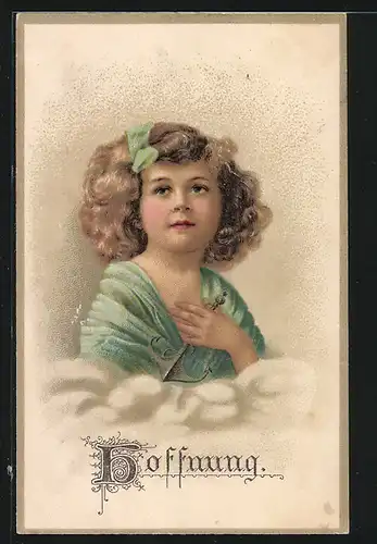 Präge-AK Hoffnung, Mädchen mit einem Anker, Allegorie