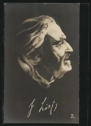 AK Metamorphose, Franz Liszt Portrait mit nackten Frauen