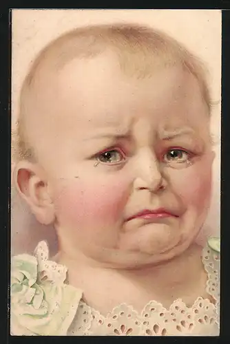 AK Baby mit weinendem Gesicht