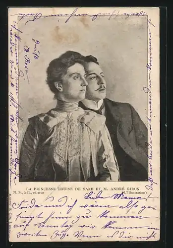 AK Prinzessin Louise von Sachsen im Kleid mit M. André Grion im Anzug