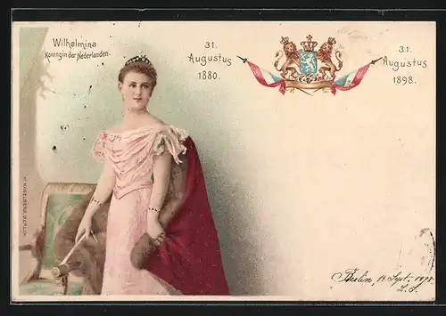 Lithographie Königin Wilhelmina von den Niederlanden