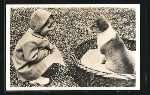 AK Soestdijk, Prinses Marjike spielt mit einem kleinen Hund