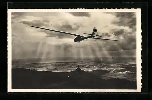 AK Segelflugzeug über der Wasserkuppe