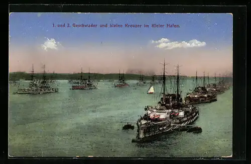AK Kiel, 1. und 2. Geschwader und kleine Kreuzer im Kieler Hafen