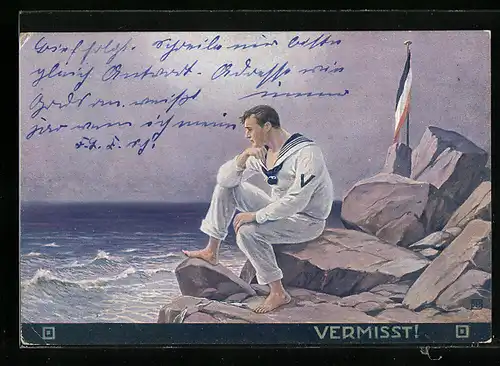 AK Vermisst!, Matrose sitzt auf einem Felsen