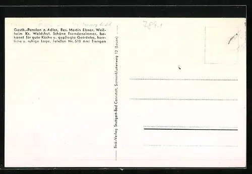 AK Weilheim, Gasthaus Pension zum Adler