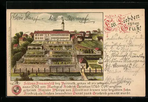 Lithographie Bayreuth, Schloss Drossenfeld