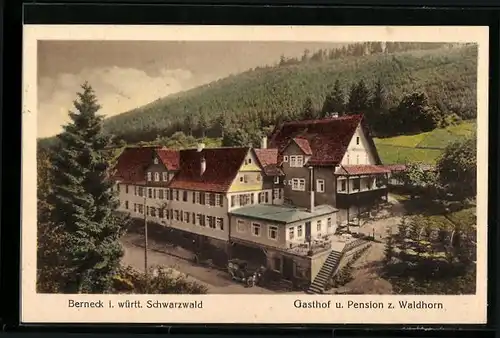 AK Berneck /Schwarzwald, Gasthof und Pension zum Waldhorn