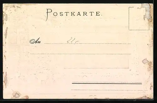 Präge-Lithographie Porta Westfalica, Generalansicht am Weserufer