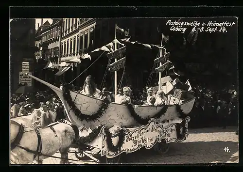 AK Coburg, Festungsweihe und Heimatfest 1924, Festwagen