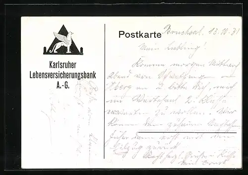 AK Karlsruhe, Dienstgebäude der Karlsruher Lebensversicherungsbank AG