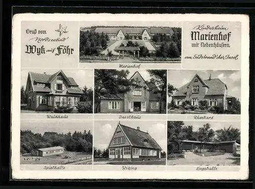 AK Wyk /Föhr, Kinderheim Marienhof mit Nebenhäusern, Am Südstrand der Insel