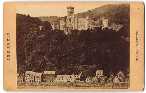 Fotografie unbekannter Fotograf, Ansicht Koblenz, Wohnhäuser und Hotel Müller mit Schloss Stolzenfels