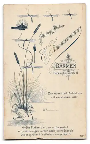 Fotografie E. Zimmermann, Barmen, Heckinghauserstr. 11, Junge Dame im Spitzenkleid