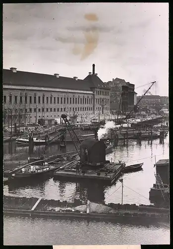 Fotografie Schostal AG, Ansicht Berlin, Neubau der Mühlendammschleuse, Bauarbeiten neben der Mühlendammbrücke 1939
