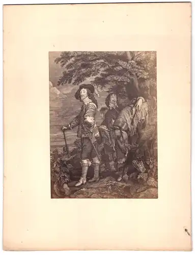 Fotografie König Karl I. von England nebst Pferd, Kammerdiener und Knecht auf Reisen, nach einem van Dyck Gemälde