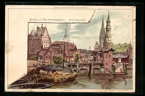 Künstler-AK Carl Biese: Blick zum Freihafengebiet