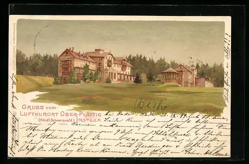 Künstler-AK Carl Münch: Ober-Plättig /Nördl. Schwarzwald, Ortspartie