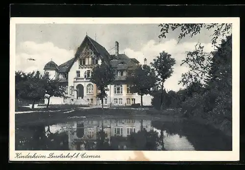AK Cismar, das Kinderheim Lensterhof am Ufer des Teichs