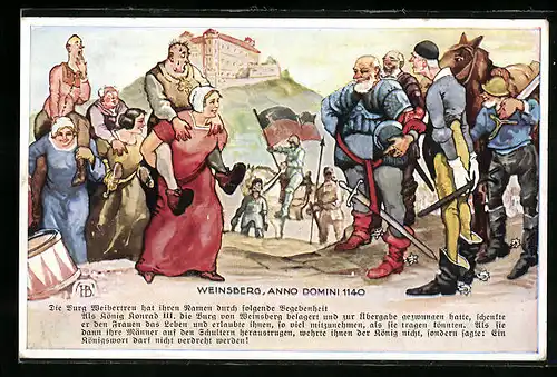 Künstler-AK Hans Boettcher: Weinsberg, Anno Domini 1140