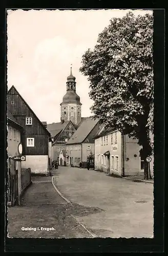 AK Geising i. Erzgeb., Strassenpartie mit Anwohnern