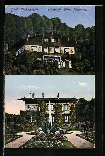 AK Bad Liebenstein, Herzogliche Villa Feodora, Brunnen