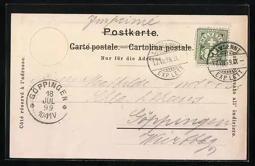 Künstler-AK Lausanne, Ort mit Kirchen