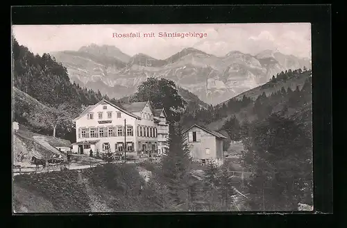 AK Rossfall, Gasthaus mit Säntisgebirge