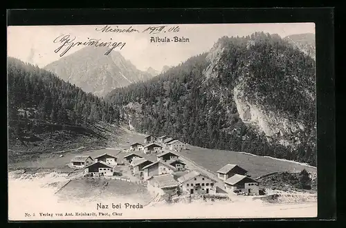 AK Naz, Blick auf das Dorf an der Albula-Bahn