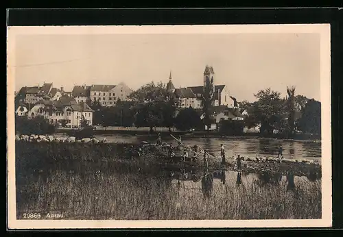 AK Aarau, Flusspartie mit Ortsblick