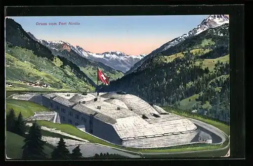 AK Airolo, Blick auf Fort Airolo