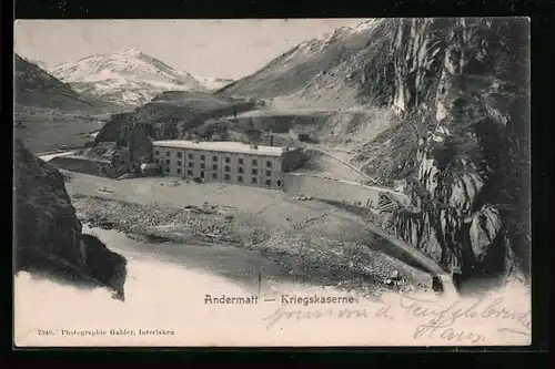 AK Andermatt, Blick auf die Kriegskaserne