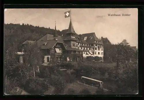 AK Zürich, Waldhaus Dolder mit Bergbahn