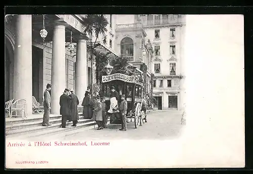 AK Lucerne, Arrivée à l`Hotel Schweizerhof