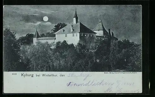 Mondschein-AK Winterthur, Die Kyburg
