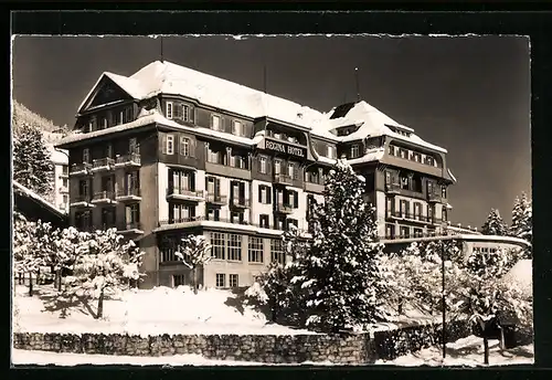 AK Adelboden, Hotel Regina mit Schnee