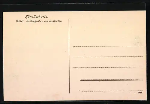 Künstler-AK Basel, Spalengraben und Spalentor
