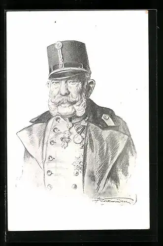 Künstler-AK Kaiser Franz Josef I. von Österreich in Uniform mit Orden