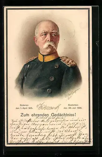 Lithographie Porträt Otto v. Bismarcks