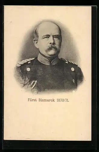 AK Fürst Bismarck, Portrait von 1870 /71