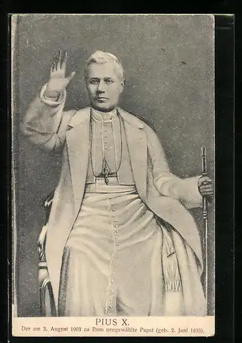 AK Neugewählter Papst Pius X., Portrait