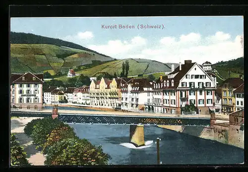 AK Baden, Ortspartie mit Brücke