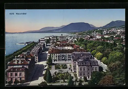 AK Neuchâtel, Ortsansicht am Wasser